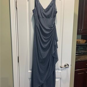 Alex Evenings Gray Asymmetrical Ruched Gown